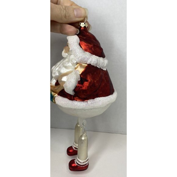 Vintage Mikasa Glass Blown Christmas Ornament Santa Claus Dangling Legs - Picture 5 of 5